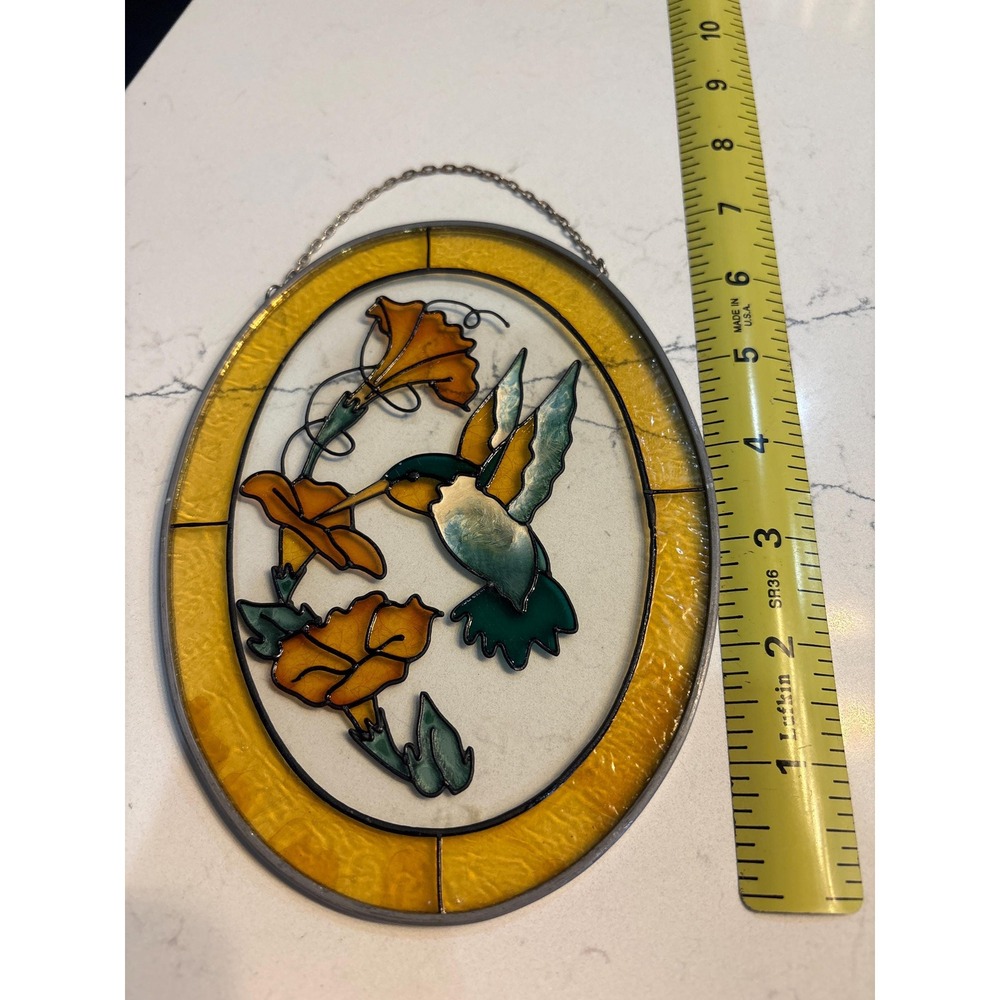 Hummingbird Stain Glass Light Catchers Floral Yellow Green